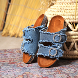 Boho Chic Denim Slippers